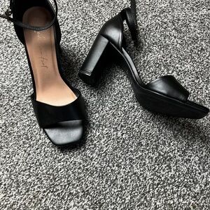 Classic Black Block Heel Ankle-Strap Sandals